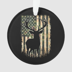 Camo US Flag Deer Hunting Camoflage Hunter Ornament