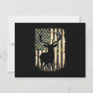 Camo US Flag Deer Hunting Camoflage Hunter RSVP Card