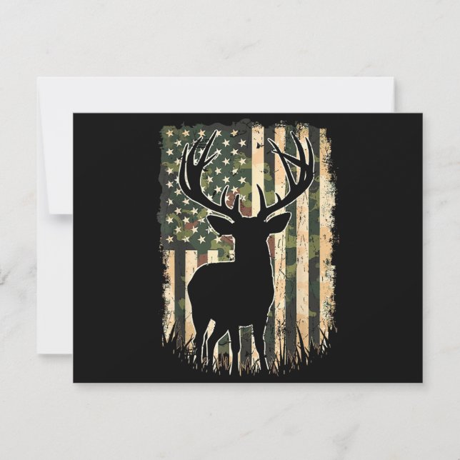 Camo US Flag Deer Hunting Camoflage Hunter Thank You Card (Front)