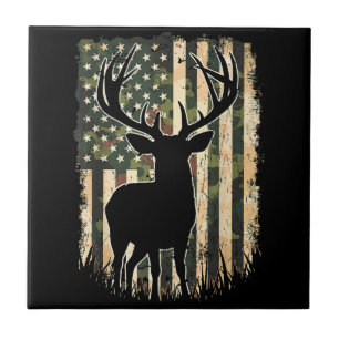 Camo US Flag Deer Hunting Camoflage Hunter Tile