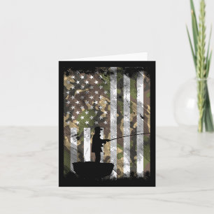 Camo Us Flag Fisherman Vintage Fishing Patriotic A Card