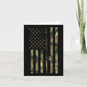 Camo Us Flag Fishing Rod Pole Vintage Patriotic Fi Card