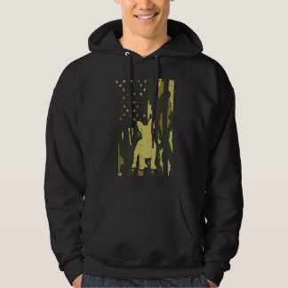 Camo US Flag French Bulldog Frenchie Patriot Dog L Hoodie