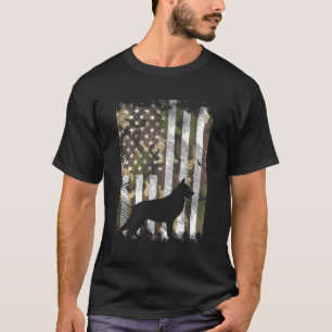 Camo Us Flag German Shepherd Vintage K9 Dog Patrio T-Shirt