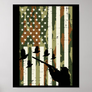 Camo Us Flag Quail Pheasant Hunting Upland Hunt Pa Poster