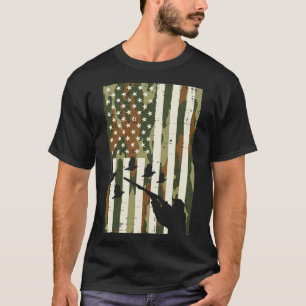 Camo Us Flag Quail Pheasant Hunting Upland Hunt Pa T-Shirt