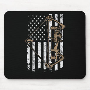 Camo Usa Flag Archery Compound Bow - Bow Hunter  Mouse Mat
