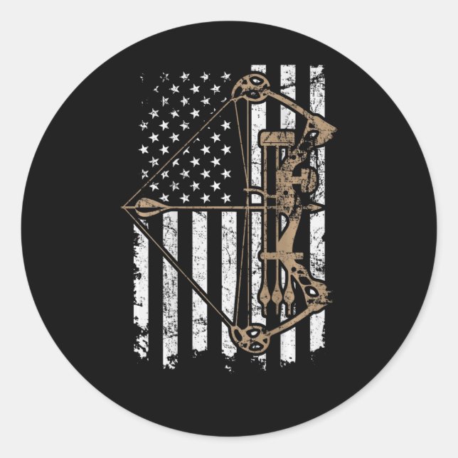Camo Usa Flag Archery Compound Bow - Bow Hunter (o Classic Round Sticker (Front)