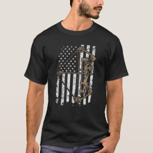 Camo USA Flag Archery Compound Bow Funny Bow Hunte T-Shirt