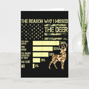 Camo Usa Flag Hunter Reasons Why I Missed The Deer Card