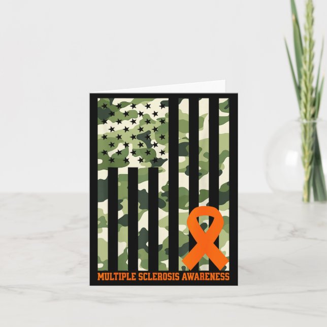 Camo Usa Flag Multiple Sclerosis Awareness Month M Card (Front)
