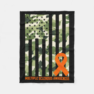 Camo Usa Flag Multiple Sclerosis Awareness Month M Fleece Blanket