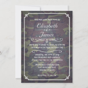 Camo Vintage Chalkboard Wedding Invitations