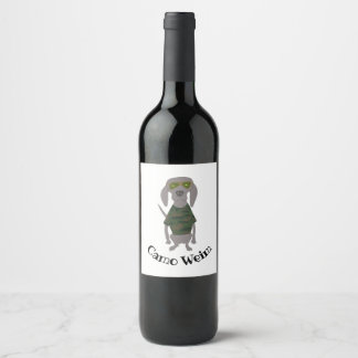 Camo Weim Weimaraner Grey Ghost Dog Wine Label