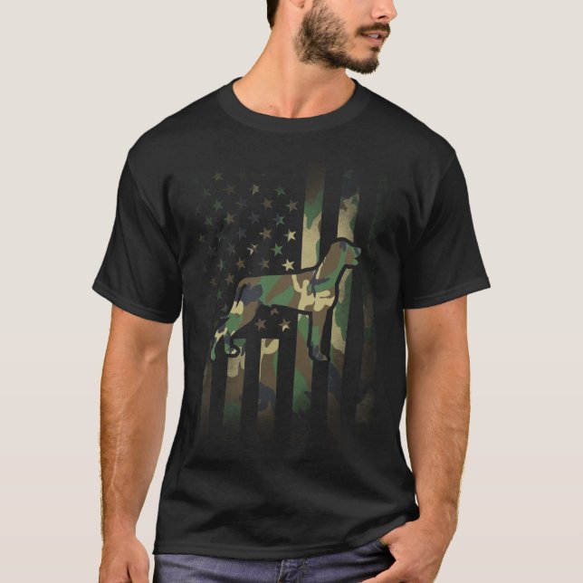 Camo Weimaraner Flag Shirt for Dog Dad Gift	 (Front)