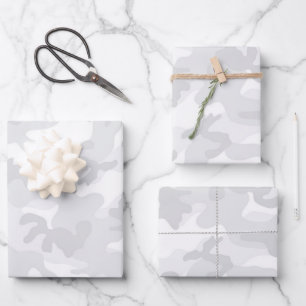 Camo White Grey Adventure Fun  Wrapping Paper Sheet