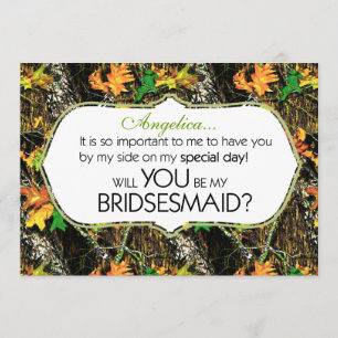 Camo Will You Be My Bridesmaid Invitation