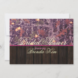 Camo Wood Pink Bridal Shower Invitation