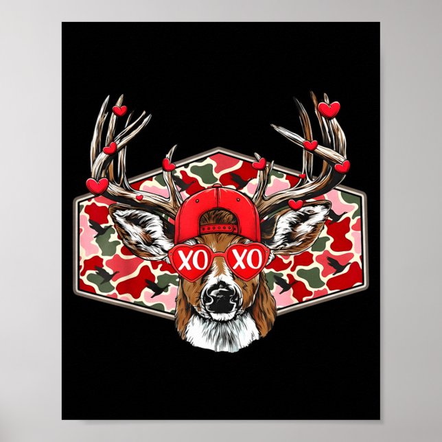 Camo Xoxo Valentine Buck Deer Hunting Season Famil Poster (Front)