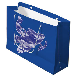 Camoflauge Snowmobiler in Blue Large Gift Bag