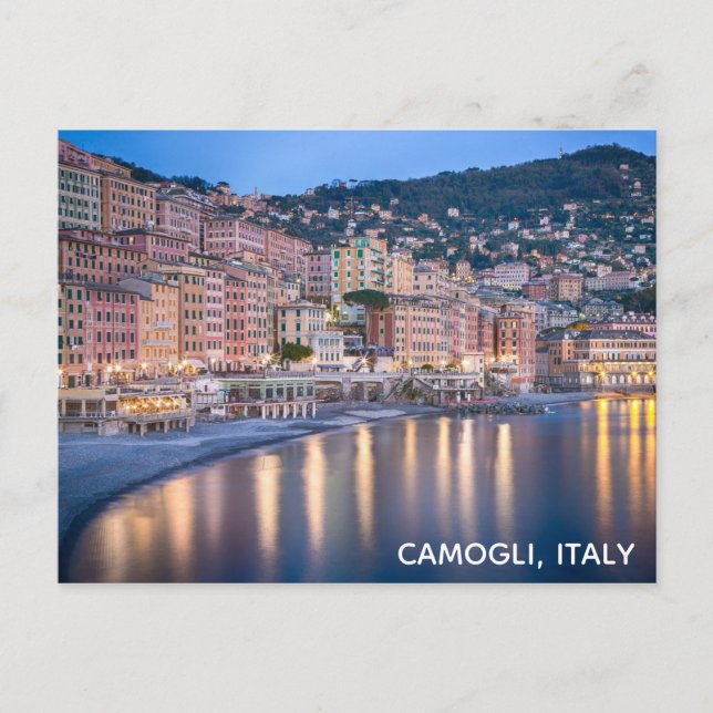 Camogli Italy Italian Sunset Travel Photo Postcard (Front)
