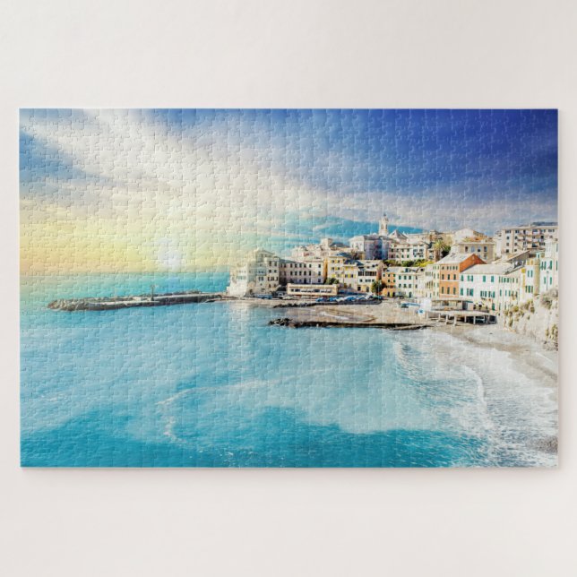 Camogli Italy Painting Portofino Genoa Liguria Jigsaw Puzzle (Horizontal)
