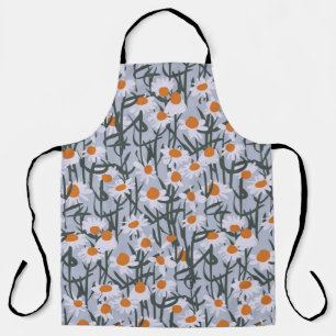Camomile field seamless pattern on grey background apron