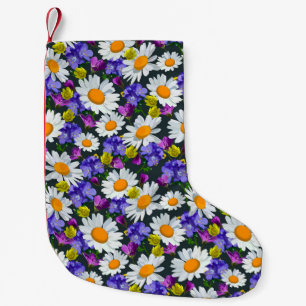Camomile, wild flowers: seamless pattern. small christmas stocking