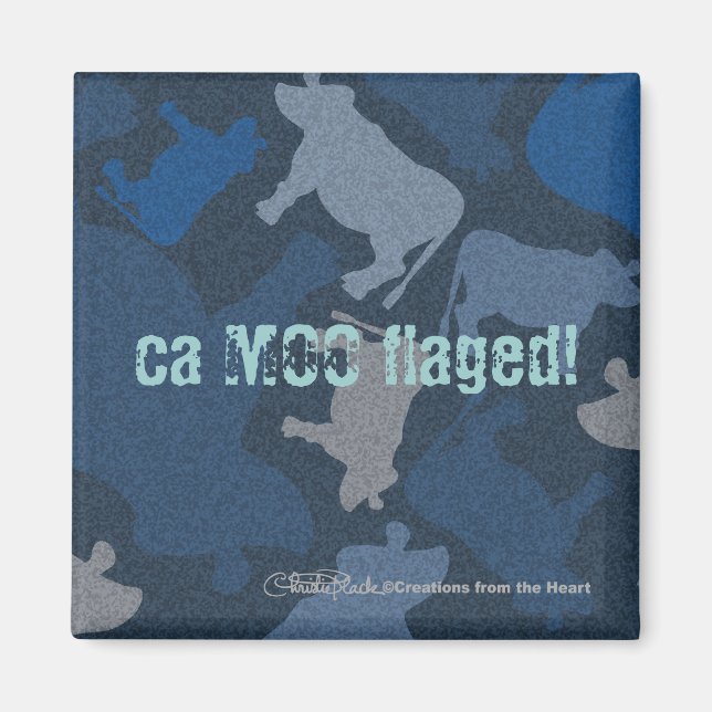 CaMOOflage Cow collage in blue Magnet (Front)