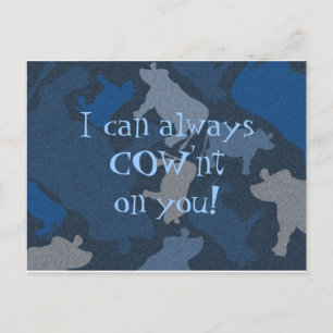 CaMOOflage Cow collage in blue Postcard