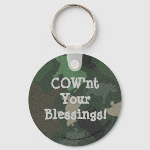 CaMOOflage Cow Collage in Green Key Ring