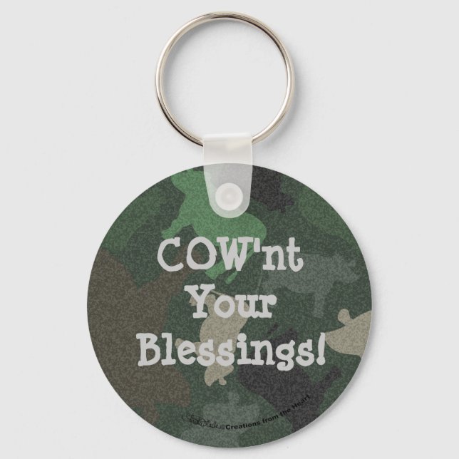 CaMOOflage Cow Collage in Green Key Ring (Front)