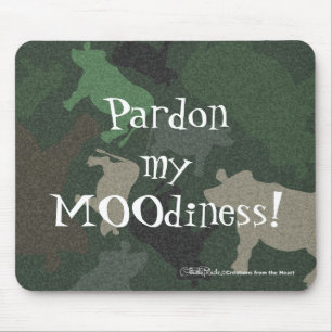 CaMOOflage Cow Collage in Green Mouse Mat
