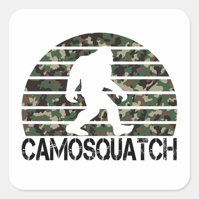 Camosquatch Funny Bigfoot Square Sticker (Front)