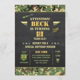 Camouflag birthday invitation