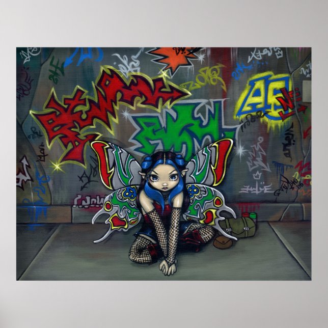 Camouflage 1 urban fairy graffiti Art Print (Front)