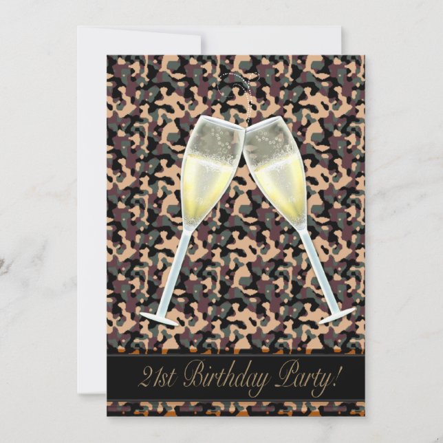 Camouflage 21st Birthday Party Invitation (Front)
