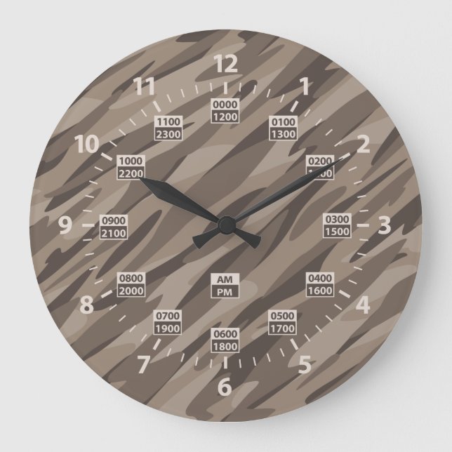 Camouflage 24 Hour Military Style Time Clock (Front)