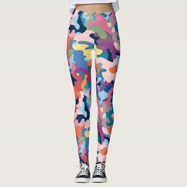 Camouflage Abstract Colours Leggings (Front)