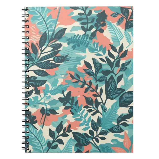 Camouflage Abstract Leaves Notebook (Front)