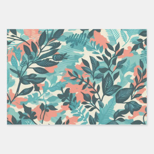Camouflage Abstract Leaves Wrapping Paper Sheet