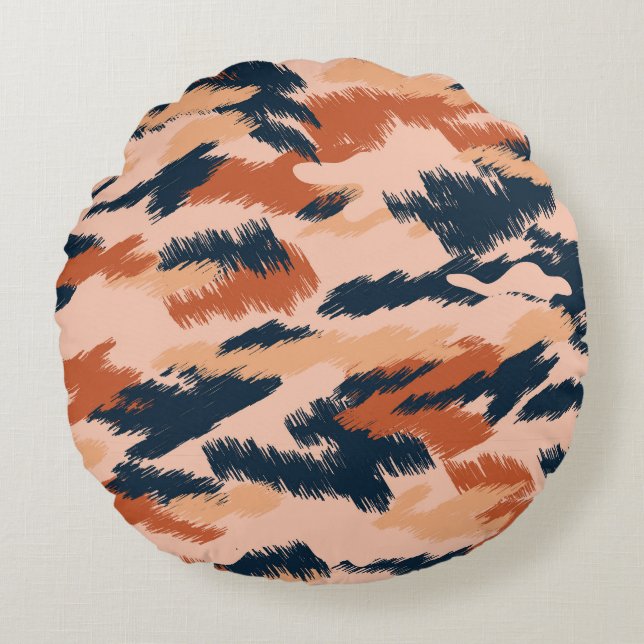 Camouflage Abstract: Vintage Seamless Wallpaper. Round Cushion (Front)