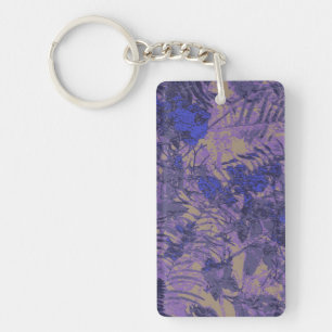 Camouflage against blue flower key ring