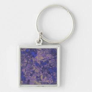 Camouflage against blue flower key ring