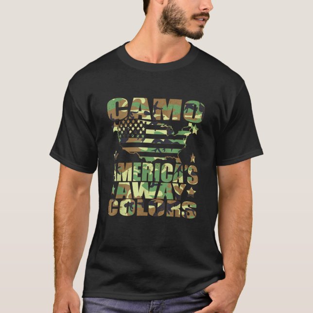 Camouflage America Get Away Colour 4th Of July USA T-Shirt (Front)