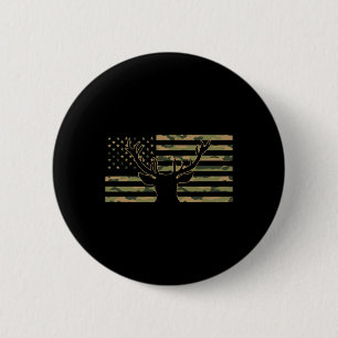 Camouflage American Flag Antlers Deer Cool Patriot 6 Cm Round Badge