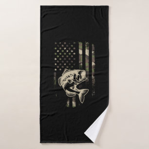 Camouflage American Flag Bass Fishing Fisherman  Bath Towel