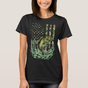 Camouflage American Flag Bass Fishing Fisherman Fa T-Shirt