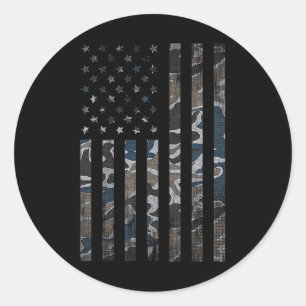 Camouflage American Flag Camo Military 4th Of July Classic Round Sticker