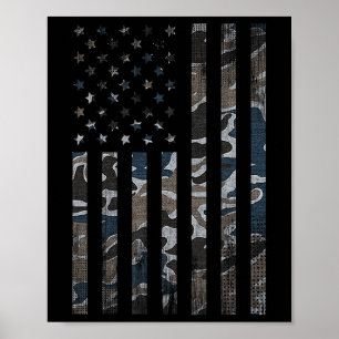 Camouflage American Flag Camo Military 4th Of July Poster